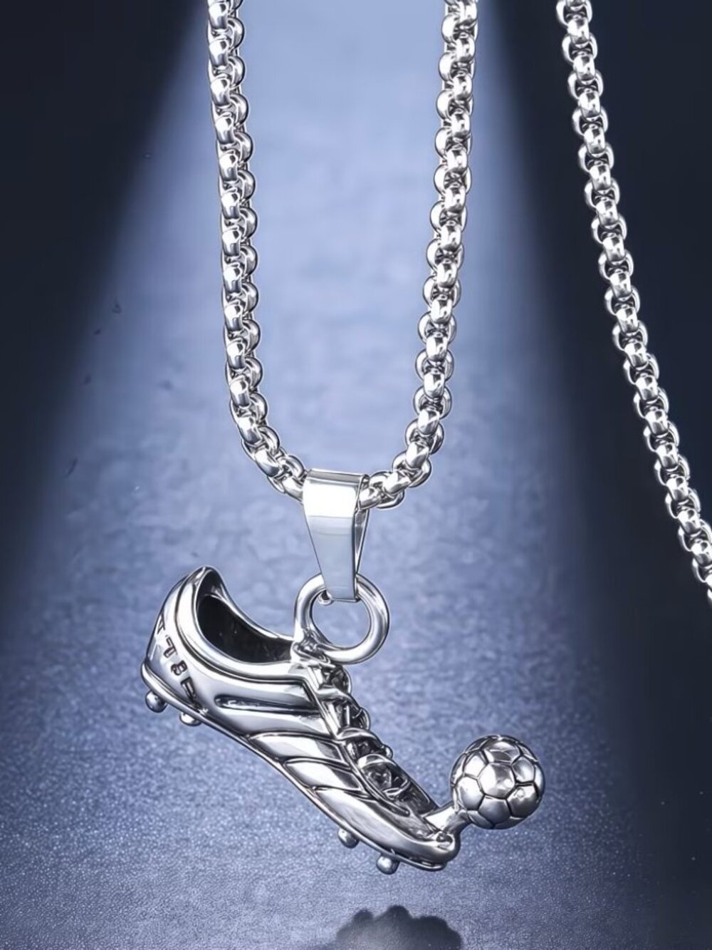 Silver Soccer Cleat Ball Necklace Football Player Pendant World Cup MLS Gift